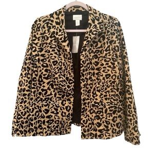 Chico's NWT Leopard Print Women's Blazer Velvet Animal Print Staple Fall Sz 1 M
